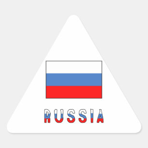 Pegatina Triangular Rusia y la bandera rusa