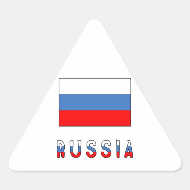 Pegatina Triangular Rusia y la bandera rusa (Anverso)