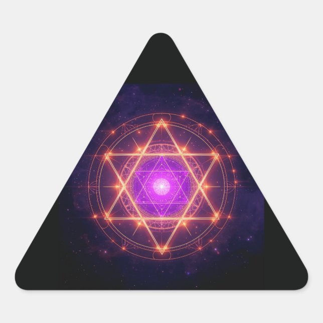 Pegatina Triangular Sacred Geometry Mandala – Light Within the Cosmos (Anverso)