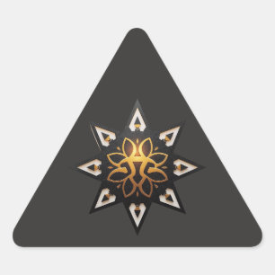 Pegatina Triangular 🌟 Sagrada Geometría Mandala - Estrella dorada ete
