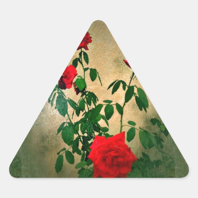 Pegatina Triangular Saludos, Rosas de amor_ (Anverso)