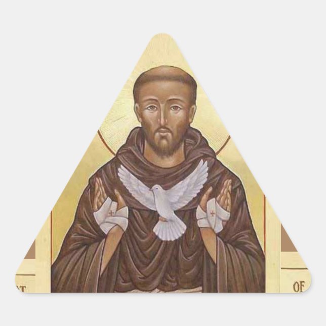 Pegatina Triangular san Francisco de AssisiSticker (Anverso)