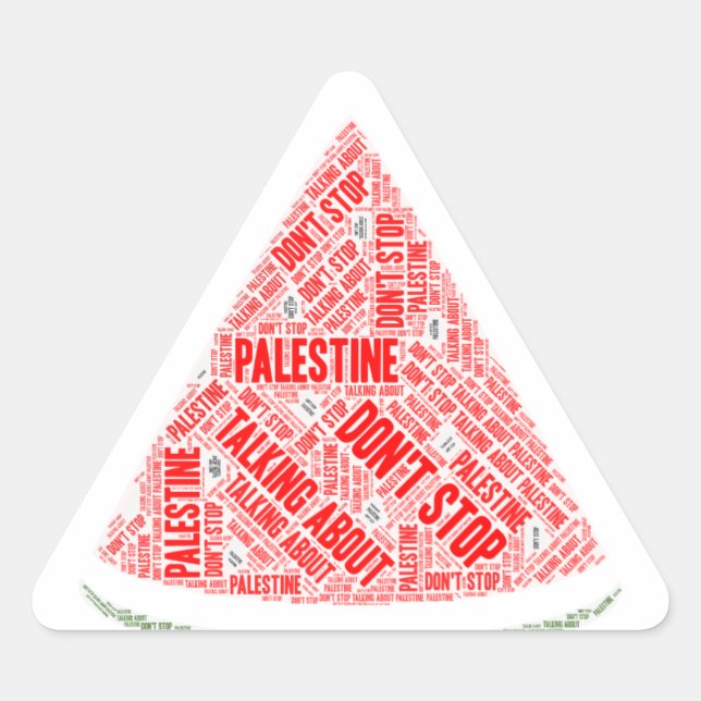 Pegatina Triangular sandía No dejes de hablar de Palestina (Anverso)