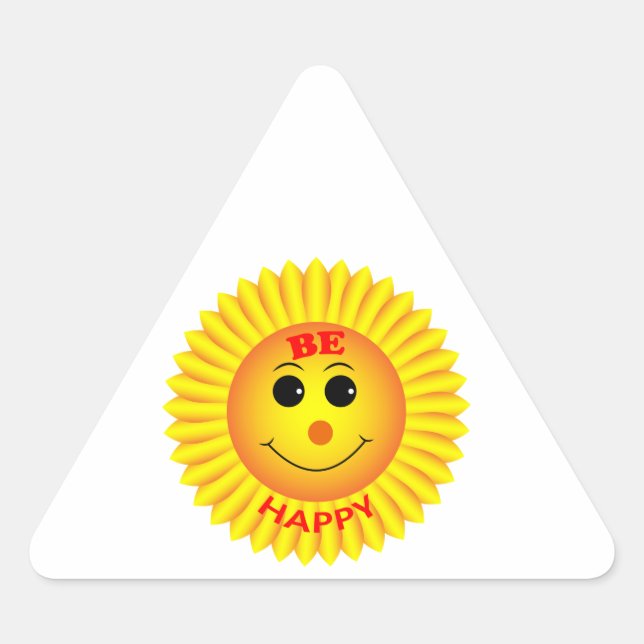Pegatina Triangular Sé Feliz (Anverso)
