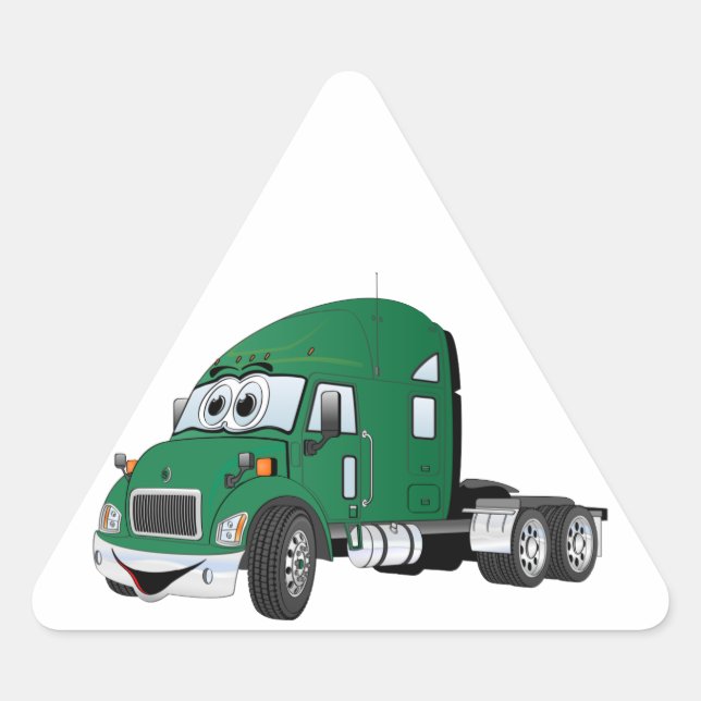 Pegatina Triangular Semi Truck Cab Green (Anverso)