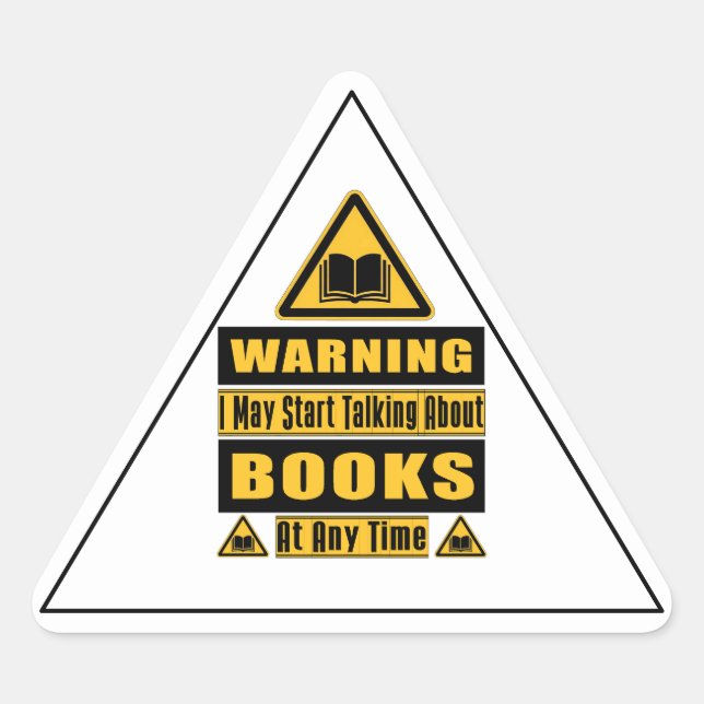Pegatina Triangular Señal de advertencia para amantes de los libros (Anverso)