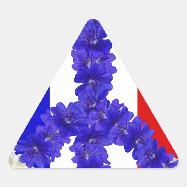 Pegatina Triangular señal de paz de bandera francesa (Anverso)