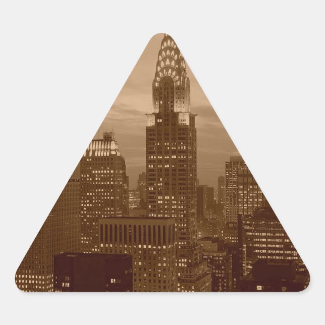 Pegatina Triangular Sepia Tone New York (Anverso)