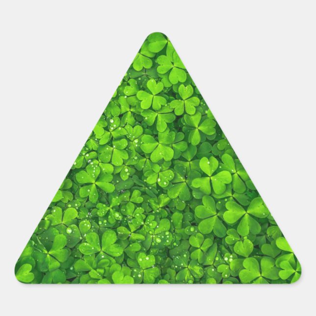 Pegatina Triangular Shamrock Clovers Green Irish Symbol Irlanda (Anverso)