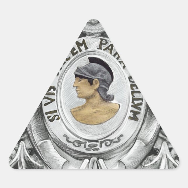 PEGATINA TRIANGULAR SI VIS PACEM PARA BELLUM (Anverso)