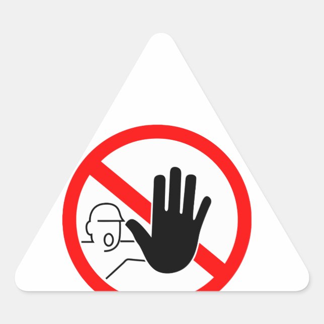 Pegatina Triangular sign stop trespassing hand (Anverso)
