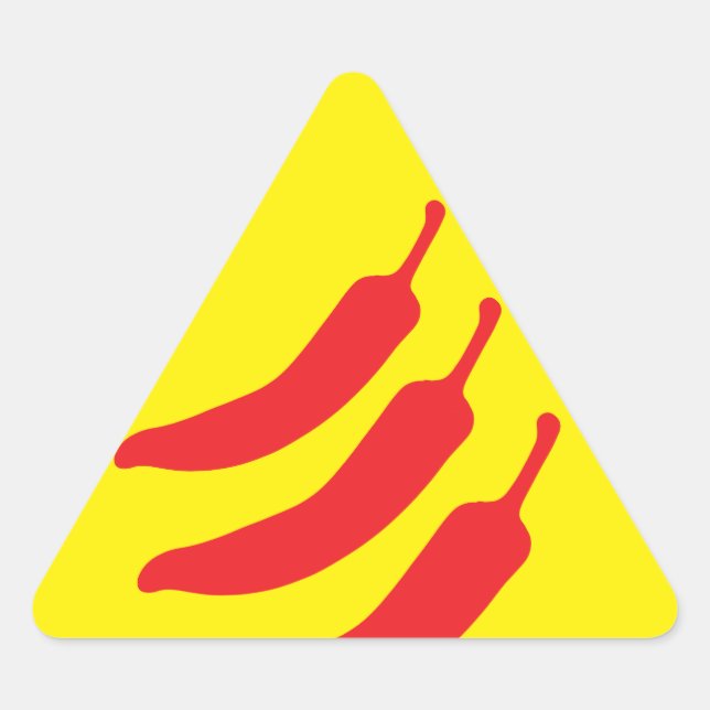 Pegatina Triangular Signo de advertencia Tres Pepper Chili Caliente (Anverso)