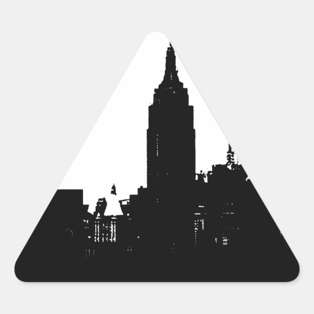 Pegatina Triangular Silhouette Black White New York (Anverso)