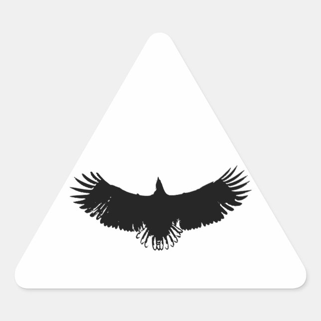Pegatina Triangular Silhouette de águila blanca y negra (Anverso)