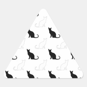 Pegatina Triangular Silhouettes de gatos negros y blancos