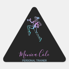 Pegatina Triangular Silueta de entrenador de fitness negro