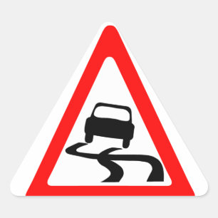 Pegatina Triangular Símbolo de advertencia de carretera resbaladiza