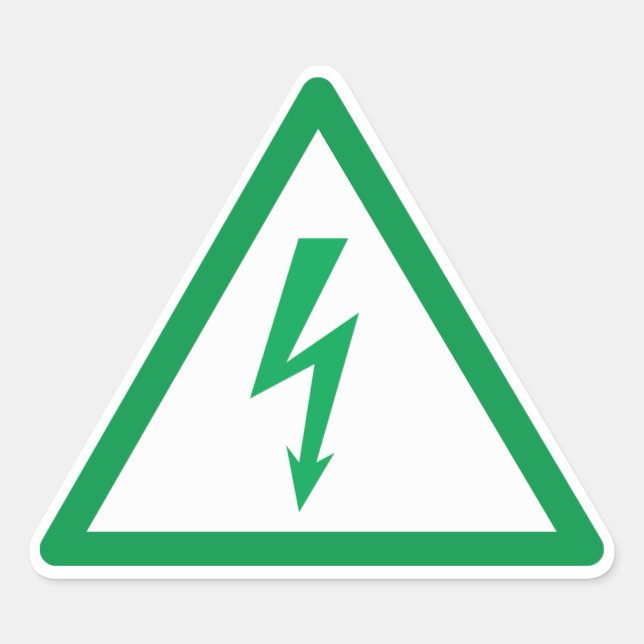 Pegatina Triangular símbolo de signo eléctrico verde potencia de ecolo (Anverso)