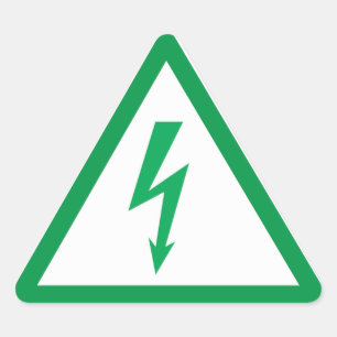 Pegatina Triangular símbolo de signo eléctrico verde potencia de ecolo
