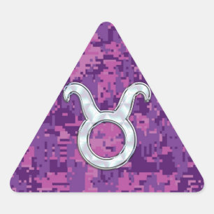 Pegatina Triangular Símbolo del Zodíaco Tauro como Perla en Camuflaje