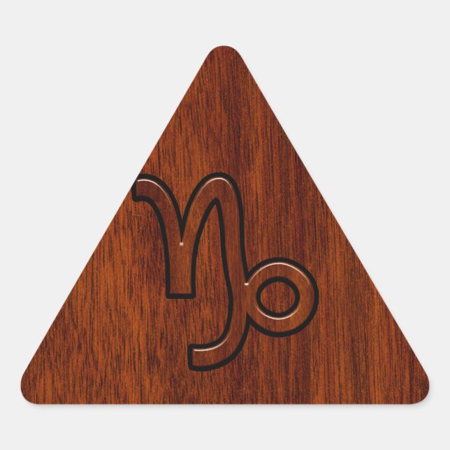 Pegatina Triangular Símbolo zodiaco de Capricornio en marrón caoba (Anverso)