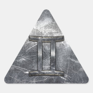 Pegatina Triangular Símbolo zodiaco géminis en estilo angustiado