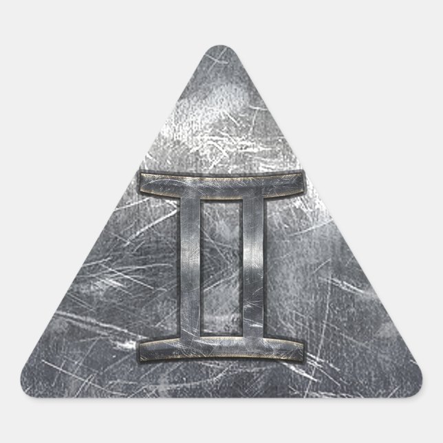 Pegatina Triangular Símbolo zodiaco géminis en estilo angustiado (Anverso)