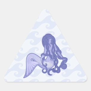 Pegatina Triangular Sitting Mermaid Blue