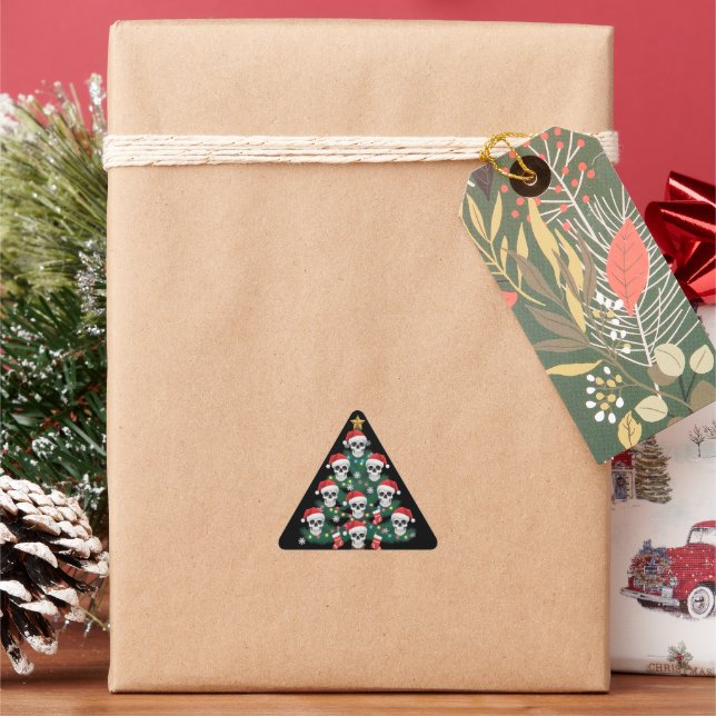 Pegatina Triangular Skeleton Santa del árbol de Navidad Pajama (Vacaciones)