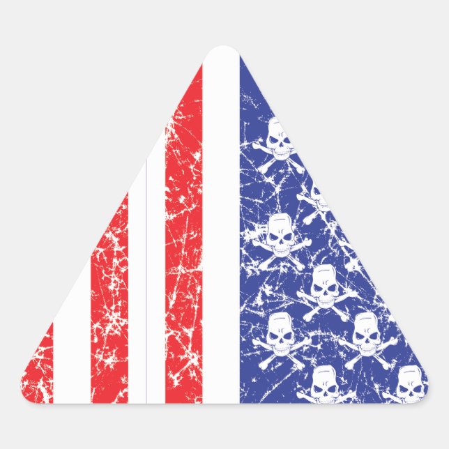 Pegatina Triangular Skulls patrióticos (Anverso)