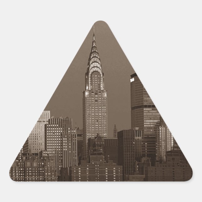 Pegatina Triangular Skyline Sepia New York (Anverso)