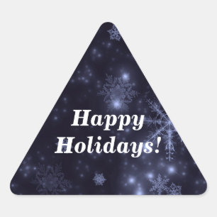 Pegatina Triangular Snflakes Midnight Blue Background Tri Pegatinas