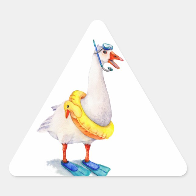 Pegatina Triangular Snorkeling White Goose (Anverso)