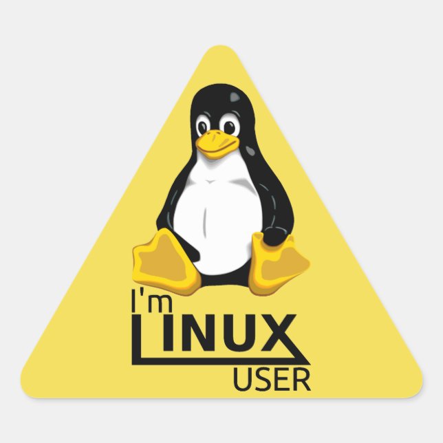 Pegatina Triangular Soy usuario de Linux (Anverso)