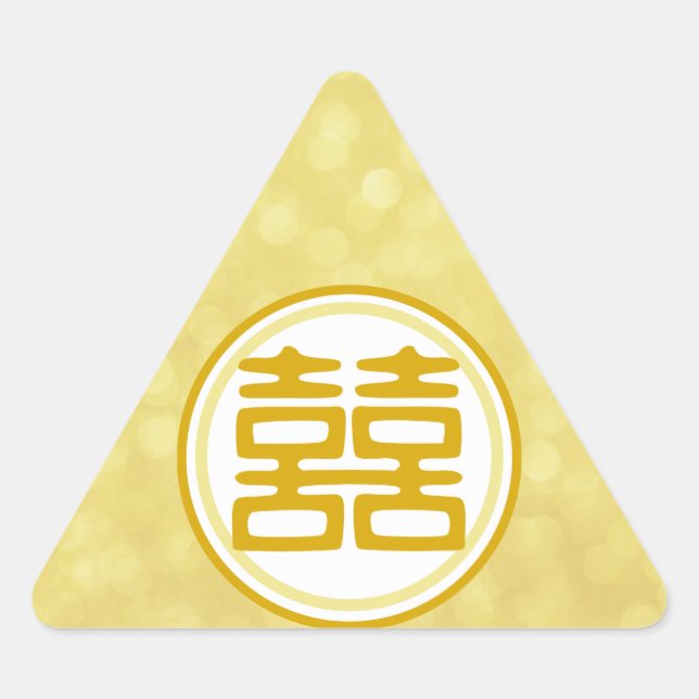 Pegatina Triangular Sparkke Gold Doble Felicidad - Ronda (Anverso)