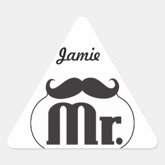 Pegatina Triangular Sr. Mustache Retro Vintage Hipster Regalos