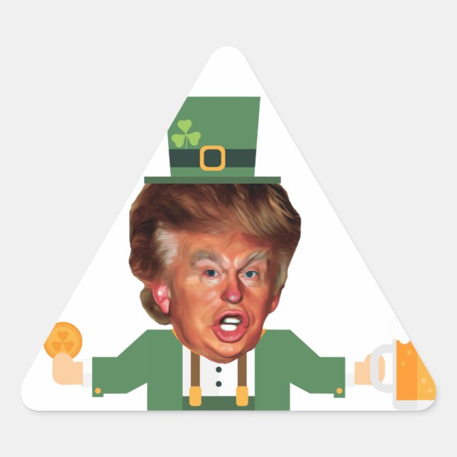 Pegatina Triangular st patricys trump leprechaun (Anverso)