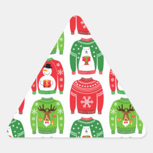 Pegatina Triangular Sudores de Navidad feos sudores oso polar Snowman