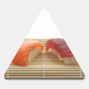 Pegatina Triangular Sushi japonés delicioso delicioso alimento asiátic