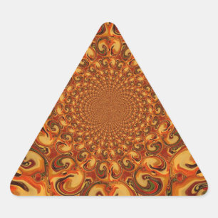 Pegatina Triangular Swirling Resumen naranja, tonos marrones y verdes