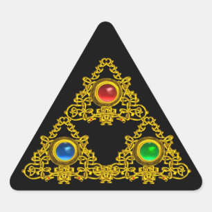 PEGATINA TRIANGULAR TALISMÁN ÉLFICO MÁGICO /TRIÁNGULO DE ORO CON PIEDR
