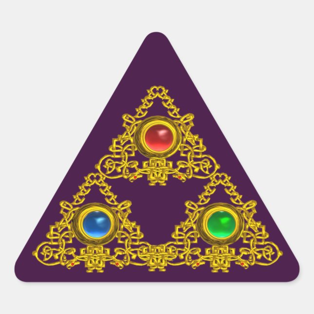 PEGATINA TRIANGULAR TALISMAN MAGIC ELFIC/TRIÁNGULO ORO CON GEMSTONES (Anverso)