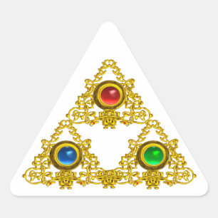 PEGATINA TRIANGULAR TALISMAN MAGIC ELFIC/TRIÁNGULO ORO CON GEMSTONES