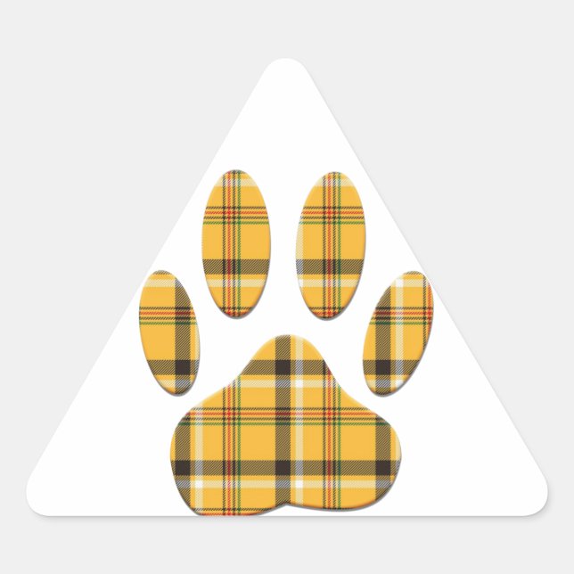 Pegatina Triangular Tartan Dog Paw Print (Anverso)