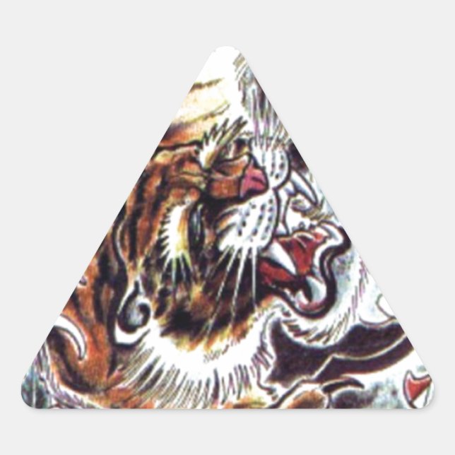 Pegatina Triangular Tatuaje del tigre japonés (Anverso)