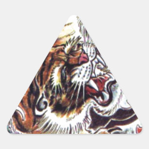 Pegatina Triangular Tatuaje del tigre japonés
