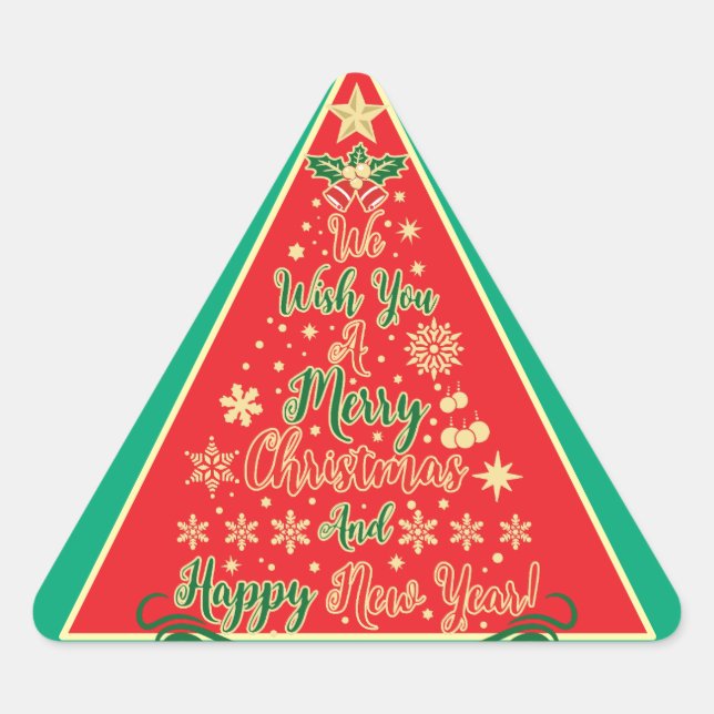 Pegatina Triangular Te Deseamos Una Feliz Navidad (Anverso)