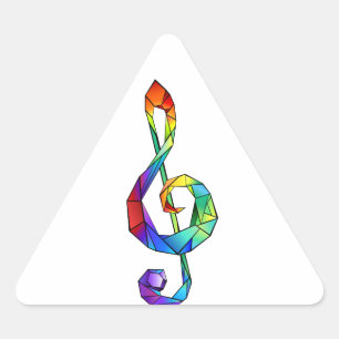 Pegatina Triangular Tecla musical arcoiris tremendo clef