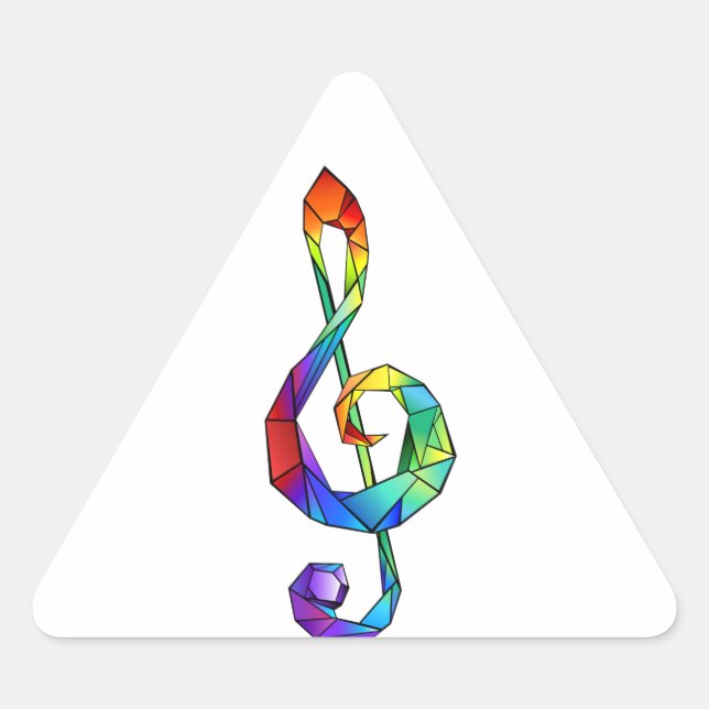 Pegatina Triangular Tecla musical arcoiris tremendo clef (Anverso)