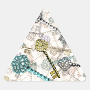 Pegatina Triangular Teclas vintage chic de Shabby impresas, sutiles, c